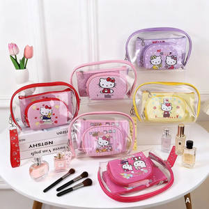 Niedliches Cartoon KT Katzen 3-teiliges Make-up-Taschen-Set Große Kapazität Reise-Waschbeutel Tragbarer Kosmetik-Organizer - Product Image 6