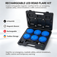 Wiederaufladbares LED-Warnlicht-Set 6er-Pack Magnetische Straßenfackeln Verkehrssicherheits-Leuchten Toolbox für Auto-Notfälle Großhandel Txd