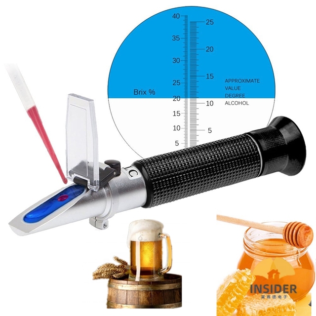 Factory Price Dual Scale Portable Brix Refractometer 0-40% Brix Alcohol 0-25% Wine Sugar Refractometer With ATC