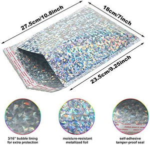 Holographic Metallic Poly Bubble Mailers Eco-Friendly Secure Black Mini - Product Image 2
