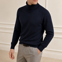 Maßgefertigte Gehäkelte Herbst-Herrenpullover aus 100% Kaschmir, Dick, Langärmlig, Atmungsaktiv, Anti-Pilling, Lässig mit Frontlogo, Großhandel