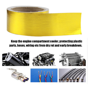 Cinta aislante para tubo de escape Poyracing, 2 pulgadas, 5 metros, escudo térmico de aleación de aluminio dorado para motor de coche - Product Image 5