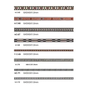 Bande de bordure pour guitare en bois avec incrustation centrale arrière et design patchwork en placage - Product Image 1