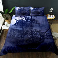Ensemble de housse de couette personnalisable avec motif de voilier, 100% polyester, 500TC, pour toutes les saisons, ensemble de literie