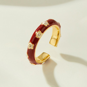 Red Plum Blossom Flower Open Ring Adjustable Band Prong Setting Jewelry Gift - Product Image 4
