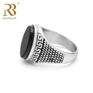 Wholesale 2022 New Design Fashion 316L Stainless Steel Dainty Gem <strong>Ring</strong> Natural <strong>Black</strong> Onyx <strong>Ring</strong> Agate Stone <strong>Ring</strong> for Men - Product Image 4