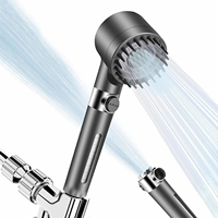 Pommeau de Douche Mural ABS Chromé Haute Pression Simple, 3 Modes de Jet Réglables, Brosse de Massage, Filtre, Robinet de Douche pour Salle de Bain