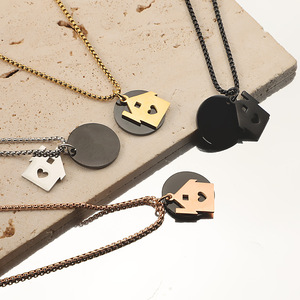 Bán Buôn Tùy Chỉnh Hình Dạng Biểu Tượng Thép Không Gỉ Hai Mặt Dây Chuyền Dây Chuyền Trống Màu Đen Vòng Nhiều Màu Sắc Nhà Vòng Cổ Cho Nam Giới Phụ Nữ - Product Image 2