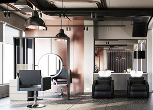 Moderno personalizado BRUTALIST respetuoso con el medio ambiente tienda de peluquería Diseño de Interiores luz LED espejo ovalado salón de belleza muebles peluquería estación - Product Image 2