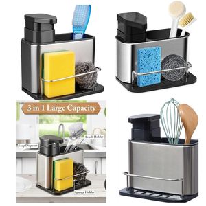 Stainless Steel Tidy Sink Organizer <b>Kitchen</b> Soap Pump and Sink <b>Caddy</b> - Product Image 5