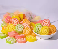 Wholesale Chewy Soft Acid Sugar Sand Coated Gummy Candy Colorful Roll Shaped Sweet Fruit Flavors Haccp/BRC Halal Certified