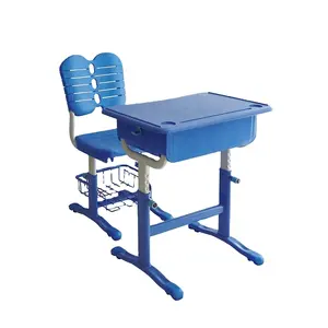 Muebles de aula Escritorio escolar de plástico Silla Juego de escritorio para estudiantes Mesas escolares Escritorio de estudio