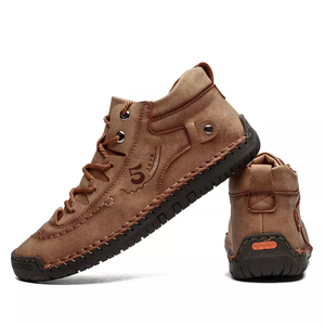 Livraison directe d'approvisionnement d'usine bottes de marche décontractées en cuir microfibre plat de grande taille à lacets pour hommes - Product Image 6