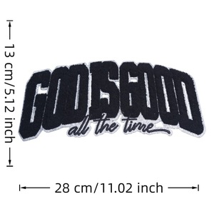 Accesorios de vestir: Parche de gancho y bucle grande con la frase 'God Is Good All The Time', parche de chenilla personalizado con letras 3D de religión y fe, al por mayor. - Product Image 5