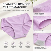 Culottes sans couture découpées au laser, invisibles, sans démarcation, taille mi-haute, contrôle du ventre, extensibles, respirantes, pour le bureau et la détente, lingerie féminine