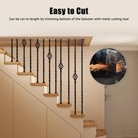 Luxe Moderne Satin Noir 1/2 "Creux En Métal Panier Balustres Poudre Revêtement En Fer Forgé Escalier Porche En Acier Inoxydable Sécurité