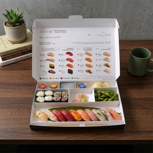 Caja de comida para llevar con tapa abatible y compartimentos para condimentos, ideal para sushi, <span class=keywords><strong>tapas</strong></span>, charcutería, ensalada, sashimi frito, kimbap, frutas y sándwiches - Product Image 3