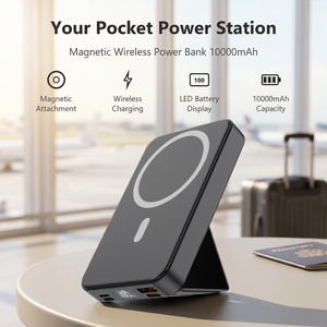 Batterie externe 10000mAh, chargeur portable, charge magnétique sans fil, charge rapide, avec écran LED, batterie externe pour téléphone, voyage - Product Image 1