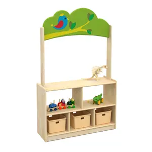 Armoire en bois à thème de forêt, support de rangement pour jouets d'enfants