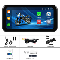 Podofo 6.25'' Portable Sans Fil Carplay Android Auto Étanche IP67 pour Moto DVR Commande au Volant Écran LCD IPS Vente en Gros