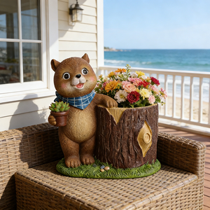 Maceta <span class=keywords><strong>de</strong></span> Resina con Forma <span class=keywords><strong>de</strong></span> Oso Adorable - Maceta Decorativa <span class=keywords><strong>de</strong></span> Animal del Bosque con Bufanda Azul, Soporte Caprichoso para Suculentas <span class=keywords><strong>de</strong></span> Jardín - Product Image 5