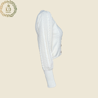 Fabricant de tricot KD personnalisé OEM ODM Cardigan boutonné à manches longues avec pointe torsadée solide pour l'hiver pour femmes chandails