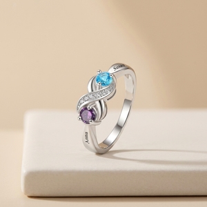 <span class=keywords><strong>Anillo</strong></span> de Piedra de Nacimiento Infinito en Forma de 8, Precio Mayorista de Fábrica de Joyería, Banda Personalizada con Gema del Mes para Mamá, Regalo de San Valentín o Uso Diario - Product Image 3