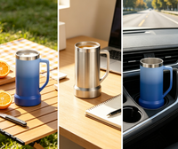 Grand gobelet isotherme en acier inoxydable de 25 oz avec poignée, idéal pour les fêtes de bureau et les journées de reconnaissance, livré en coffret cadeau