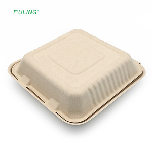 FULING Contenant alimentaire à clapet de 9 pouces en bagasse de canne à sucre, compostable, sans PFAS, <span class=keywords><strong>jetable</strong></span> et biodégradable - Product Image 2