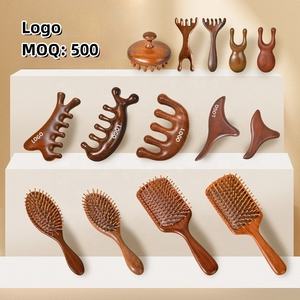 أداة تدليك خشبية للشعر، مشط للعلاج بالوخز بالإبر على خطوط الطاقة، مضاد لتساقط الشعر، بلون طبيعي - Product Image 2