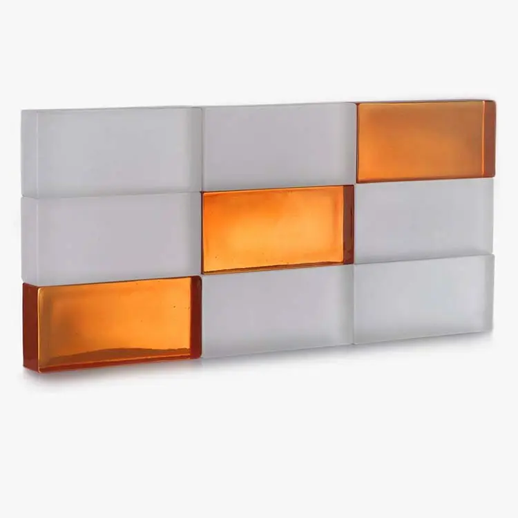 Acid Etched Opaque Glass Brick Decorative Solid Casting Glass Blocks Bricks China Suppliers Orange Tinted Hot Melt Glass Brick