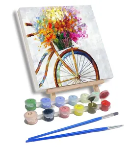 Bicicletta moderna di alta qualità per la decorazione della casa e pittura a olio con cesto decorato con Gaily