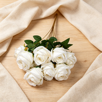 Rose artificielle réaliste à 9 branches, sans entretien, en soie, petit buisson, style nordique, décoration de Noël pour un intérieur moderne