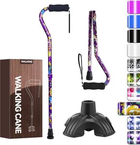 Canne de marche pour dames et hommes pliable mobilité des personnes âgées équilibre petite base 32-37 pouces (81.3-94.0 cm) fleurs - Product Image 1