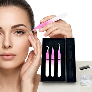 ชุดแหนบต่อขนตาสแตนเลสคุณภาพสูง ลายหัวใจสีชมพูขาว ยี่ห้อ LUCKY LASH TOOLS ปลายแหลม รับทำโลโก้ตามสั่ง - Product Image 2