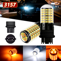 Feu arrière de voiture 12V bicolore blanc et ambre 3014 168SMD 1157 BAY15D 3157 7443 T20 DRL