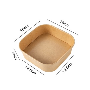 2024 Thickened <b>Brown</b> Fitness Paper Bowl Square Box With Rounded Corners Cover Packing Take-out Box - Product Image 5