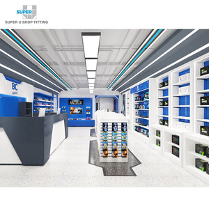 Arredamento Personalizzato in Legno Bianco per Negozio di Telefonia Mobile, Postazione di Lavoro per Cellulari, Mobili per Negozio di Elettronica, Scaffale per Negozio di Giochi Playstation e Telefoni - Product Image 1