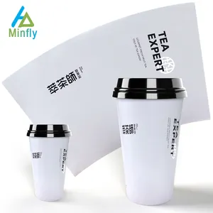 Minfly数码印刷定制4盎司5盎司7盎司8盎司12盎司16盎司一次性Boba奶茶杯，带盖用于冰和热咖啡杯