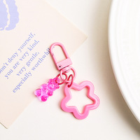Porte-clés personnalisé en forme d'ours en gelée, breloque fantaisie en acrylique couleur bonbon, pentagramme, accessoires promotionnels en acier inoxydable