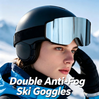 Masque de ski cylindrique UV400 à double lentille anti-buée, monture en TPU flexible, résistant aux chocs, logo personnalisé OEM, lunettes de sport pour la neige