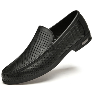 Chaussures d'Été Homme Luxe <span class=keywords><strong>Marque</strong></span> Cuir Véritable Mocassins Hommes Respirants Creux Chaussures de Conduite Blanches à Enfiler - Product Image 3
