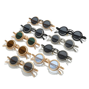 Gafas de Sol Redondas Retro con Doble Círculo Hueco, Logotipo Personalizado, Estilo Hip-Hop Punk, Lentes Metálicas con Protección UV400, Unisex, Venta al Por Mayor - Product Image 1