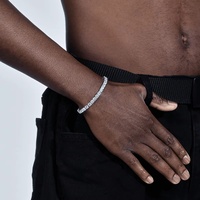Bracelet Tennis en Argent Sterling 925 et Moissanite Plaqué Or 2mm, Style Hiphop Rock pour Hommes et Femmes, 12462 Fine Fashion