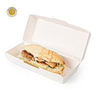 Boîte à panini en papier blanc jetable OOLIMAPACK pour panini, hamburger, sandwich, grand sandwich, emballage alimentaire pour collations