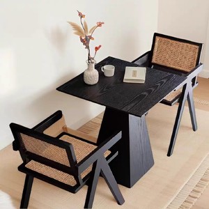 Table basse carrée en <span class=keywords><strong>bois</strong></span> massif, noire, style <span class=keywords><strong>vintage</strong></span>, petite, pour la maison, nécessite l'assemblage, utilisation commerciale - Product Image 5