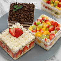 Maßgefertigte Kekse Quadratische Plastik-Klarsichtbox Plastik-Tiramisu-Kuchenbehälter Dessertbox mit Deckel Snackle-Box-Ideen