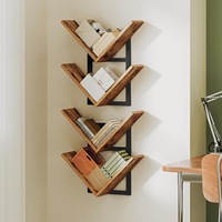 Étagère murale en bois vintage, bibliothèque décorative pour salon, étagère triangulaire à deux niveaux en bois massif, support de rangement multifonctionnel à visser