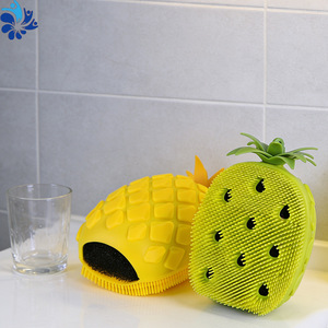 Brosse de bain en silicone ananas, forme ovale colorée, brosse de massage douce pour la peau, pour le bain - Product Image 3
