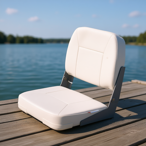Siège de bateau de pêche pliable blanc avec dossier bas et coussin en éponge pour une expérience de navigation confortable - Product Image 2